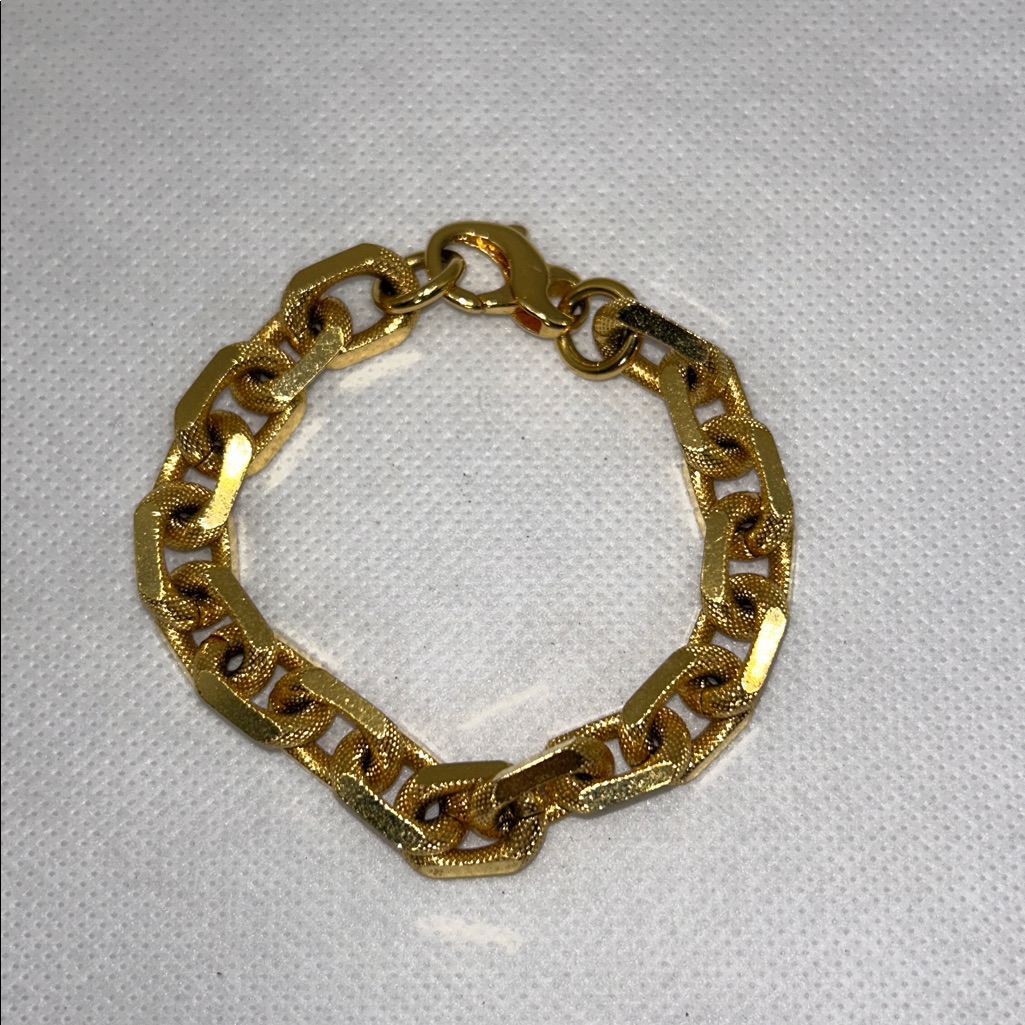 Nwot Gold Plated Bronze Textured Link Bracelet By Designer Bronzo Italia